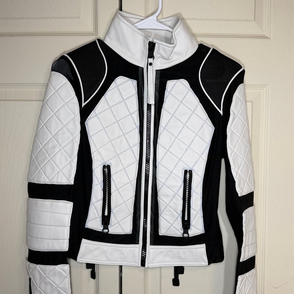 blanc noir Jackets & Blazers - Blanc Noir women’s small Black and White moto Jacket